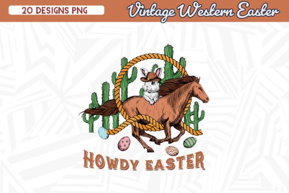 Howdy Easter Bunny on a Western Horse