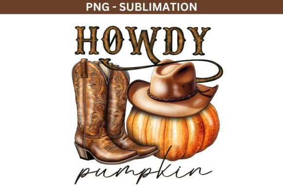 Western Howdy Pumpkin PNG Retro Fall