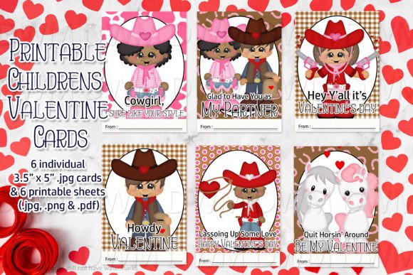 Western Printable Kids Valentine Cards